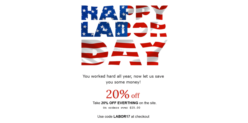 Labor Day 20% Off Sale